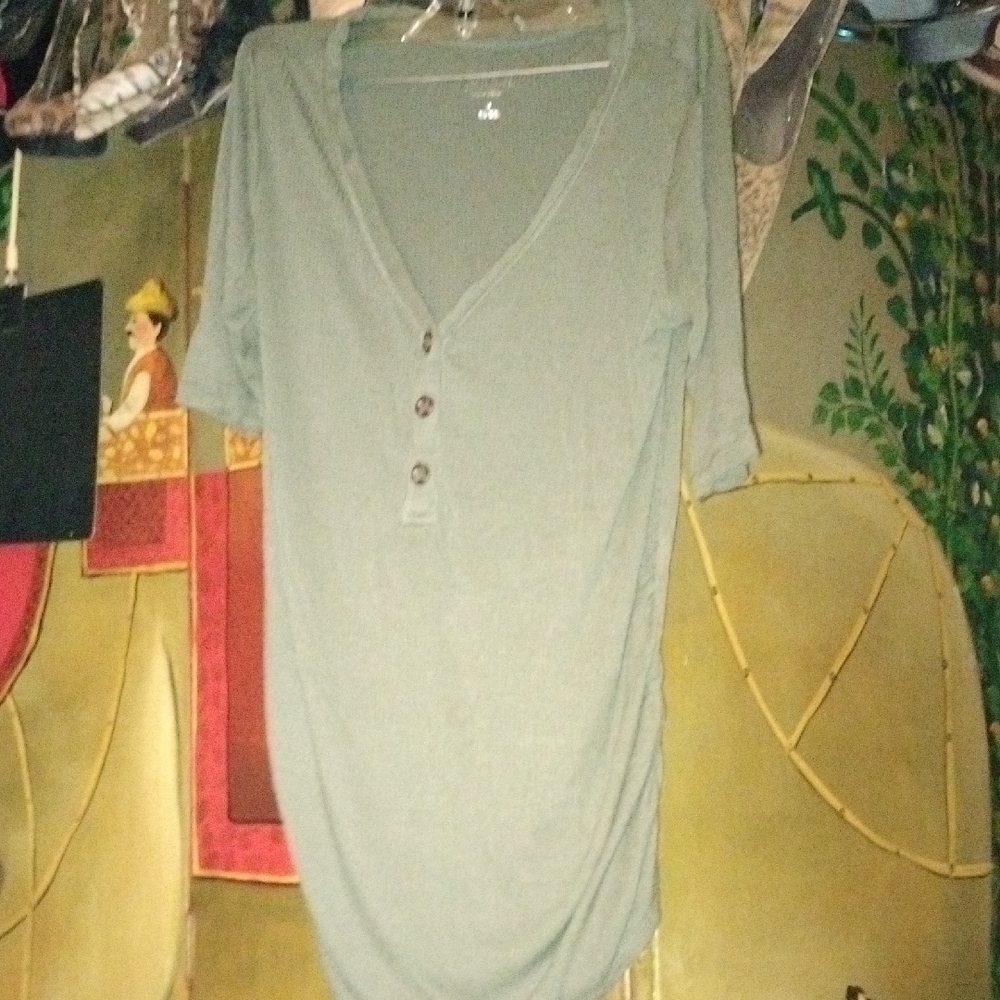 Olive Green Button-Down Maternity Tunic